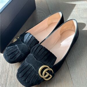 Gucci black suede loafers